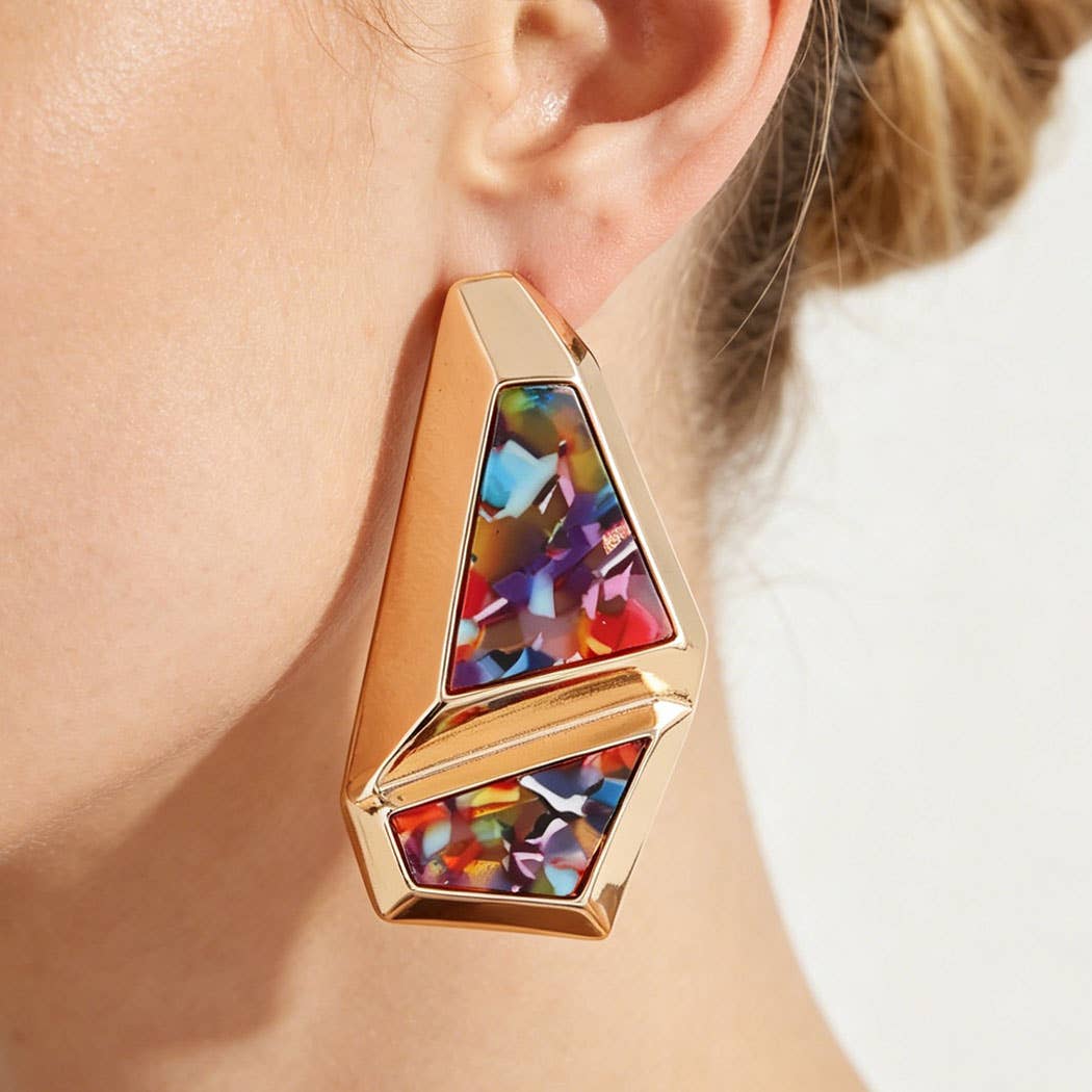 Abstract Mirror Gemstone Earrings