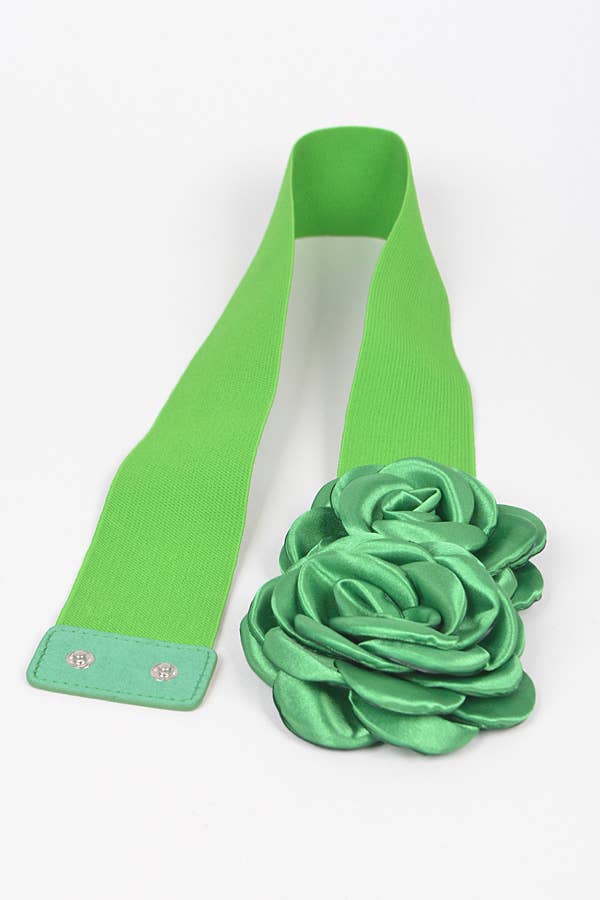 Double Satin Flower Elastic Belt