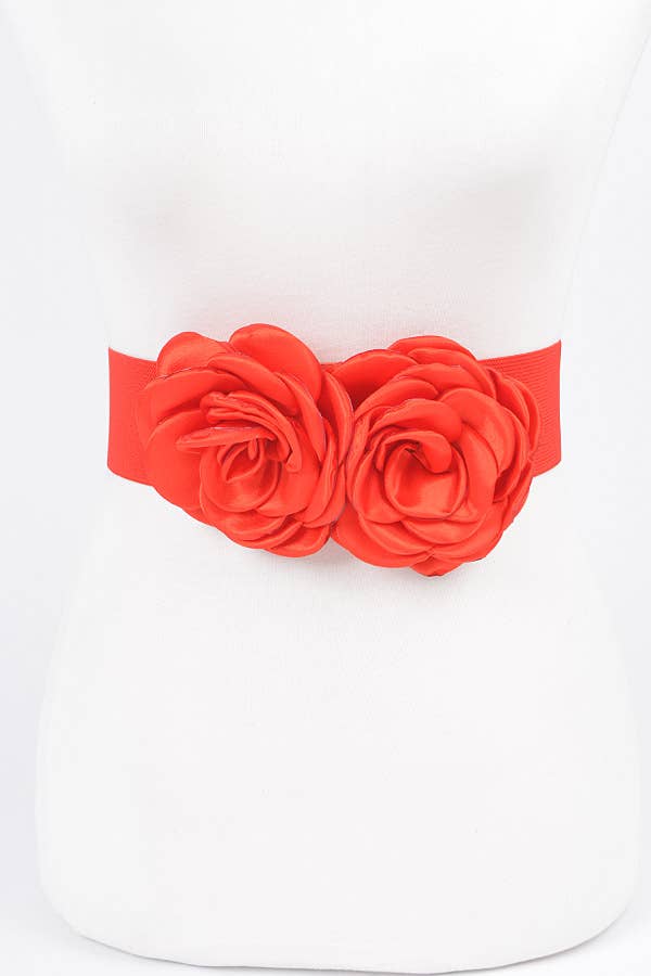 Double Satin Flower Elastic Belt