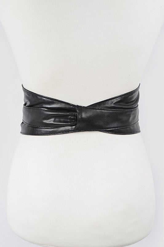 FAUX LEATHER TIE BELT-PLUS SIZE FRIENDLY