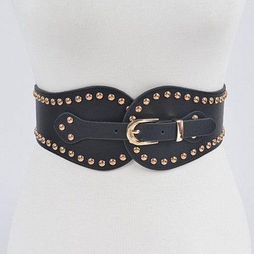 STUDDED WIDE STRETCH BELT
