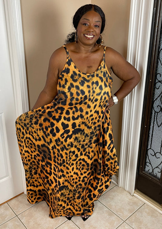 GOLD ANIMAL PRINT SUNDRESS